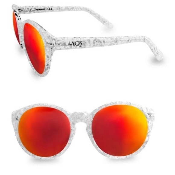 AQS Accessories - NWOT.     AQS MILO 49 mm  MIRROR SUNGLASSES DAISY W/ New case and lens cleaner